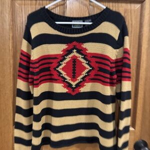 Studio West Southwestern Stripe Knit Sweater – Size Large